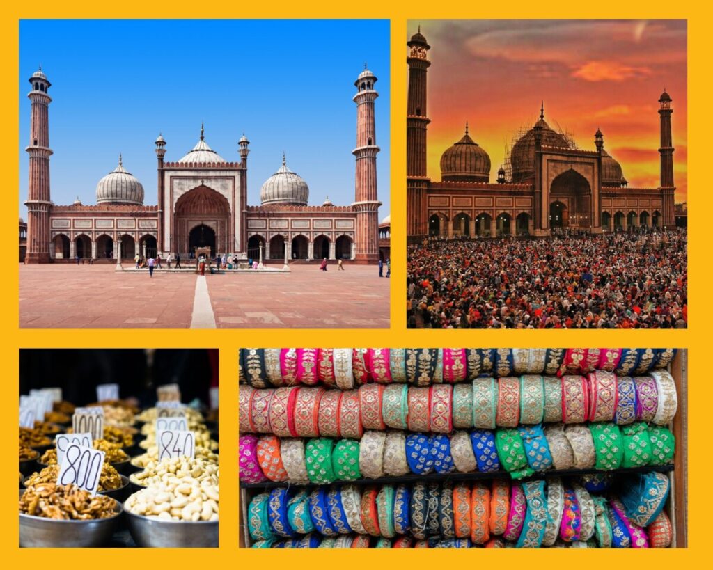 Jama Masjid und das reiche Warenangebot des Chandni Chowk Marktes